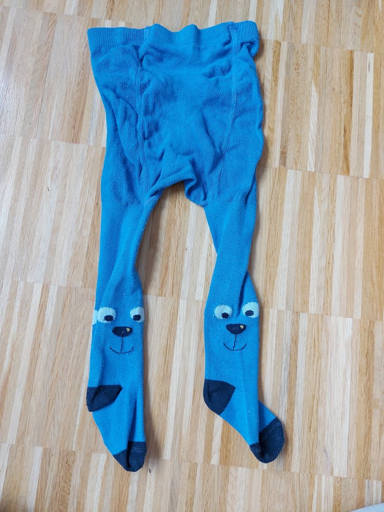 blaue Babystrumpfhose mit Tiergesicht, Gr. 74/80