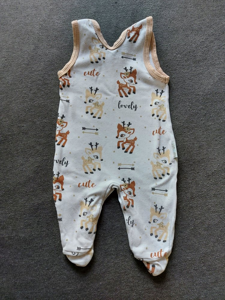 weißer Babystrampler mit süßen Rehmotiven, Gr. 62 lovely