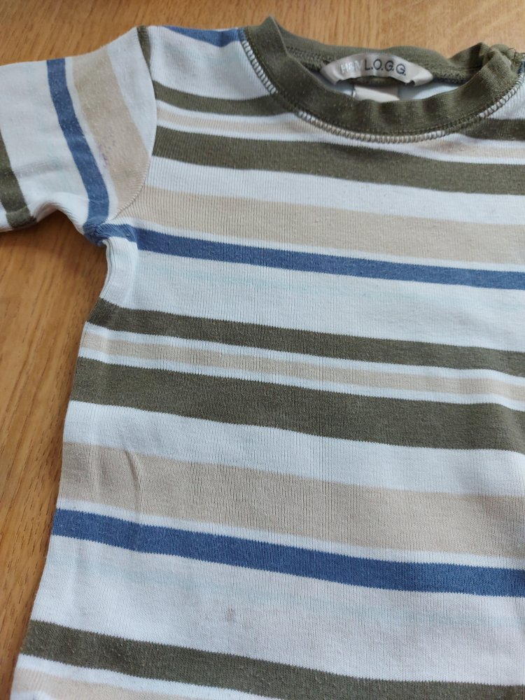 Langärmliger grün-gestreifter Babybody Gr. 80