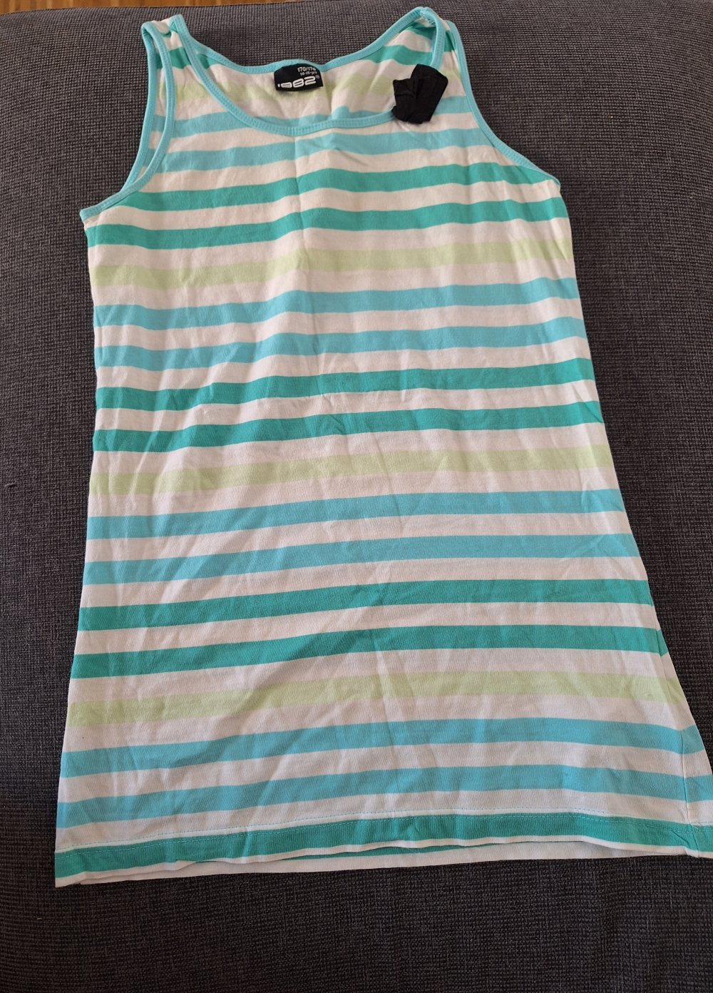 türkis-blau-weiß gestreiftes Top mit kleiner Schleife Gr. 170/176 / marine