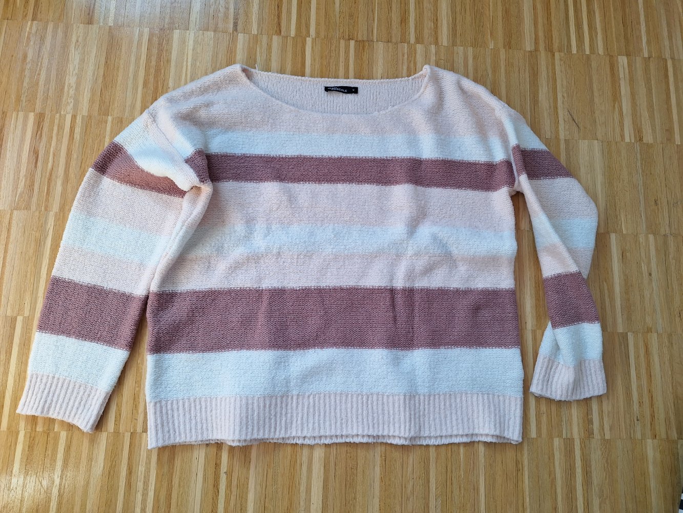 rosa gestreifter Strickpullover, Gr. M