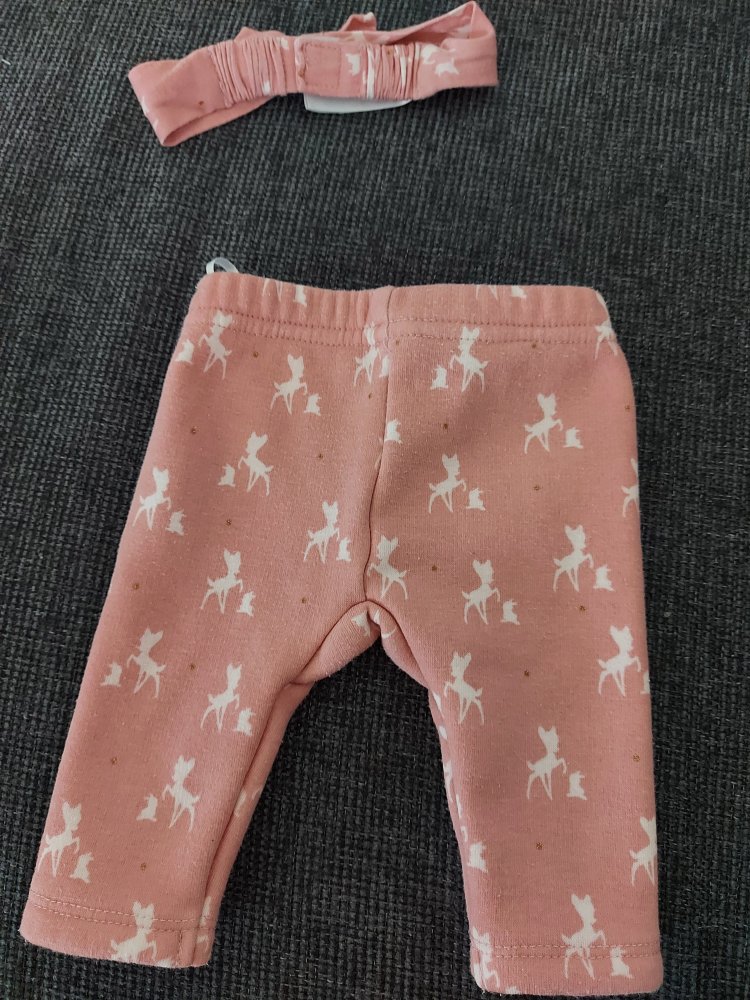 supersüßes rosa Bambi-Set aus Hose und Haarschleife Gr. 56