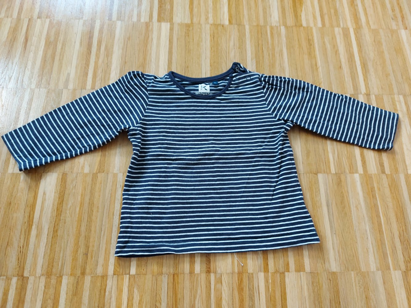 langärmliger blauweiß gestreifter Babypullover Gr. 86 Longsleeve / Shirt unisex / geschlechtsneutral