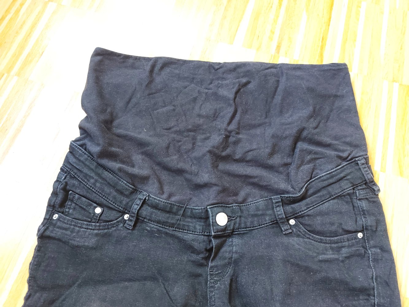 schwarze Umstandshose / Umstandsjeans Gr. L Skinny High Rib