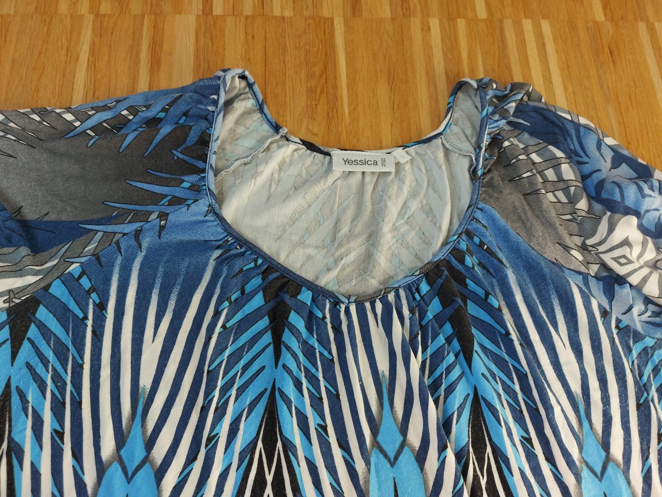 Blau gemustertes lockeres Shirt, Gr. L