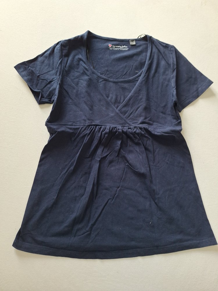 dunkelblaues praktisches und komfortables Umstands- und Stillshirt Gr. 40/42