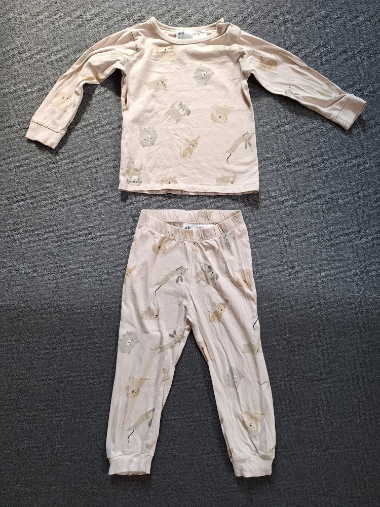 2-teiliger beiger Hunde-Schlafanzug, Gr. 92 unisex geschlechtsneutral