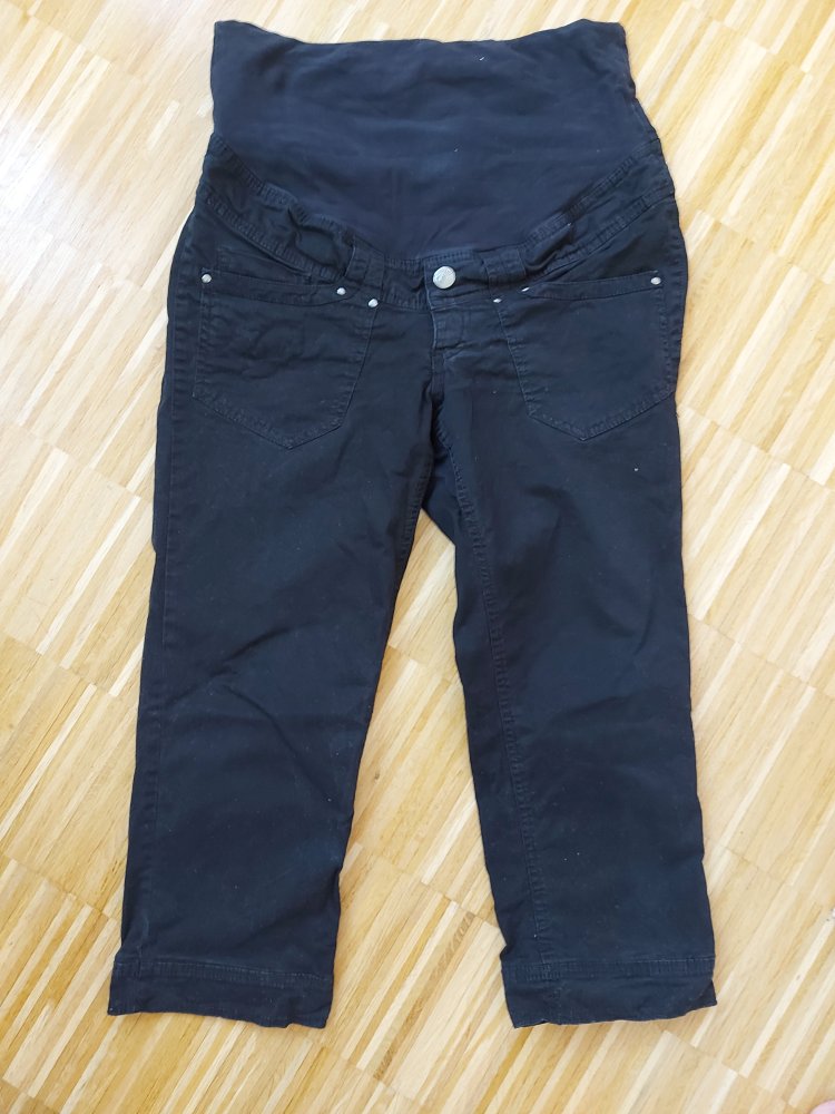 schwarze Umstandscaprihose / Dreivierteljeans Gr. 40