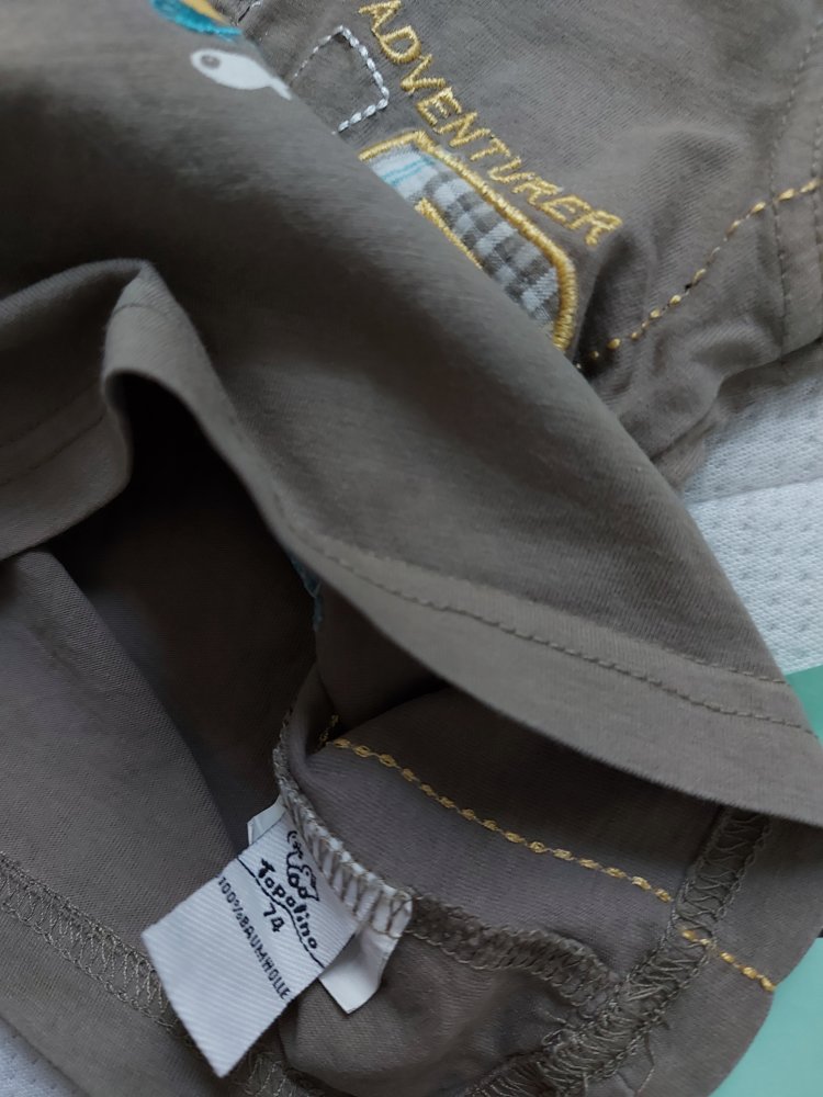 kurzärmliges braunes Baby-Poloshirt Gr. 74