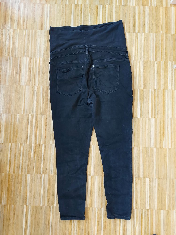 schwarze Umstandshose / Umstandsjeans Gr. L Skinny High Rib