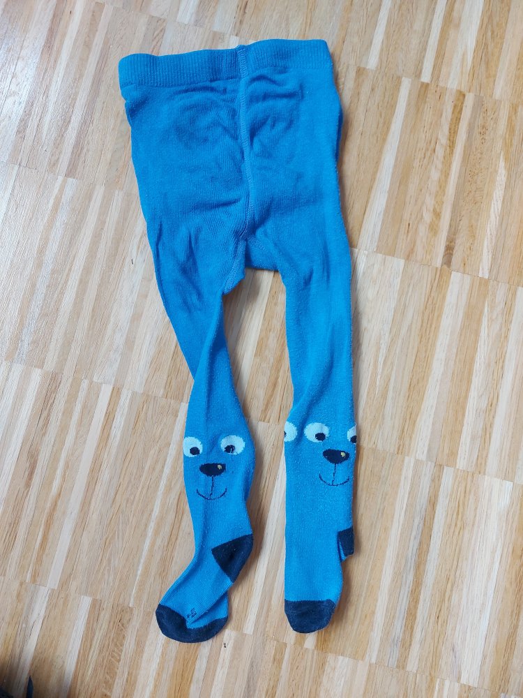 blaue Babystrumpfhose mit Tiergesicht, Gr. 74/80
