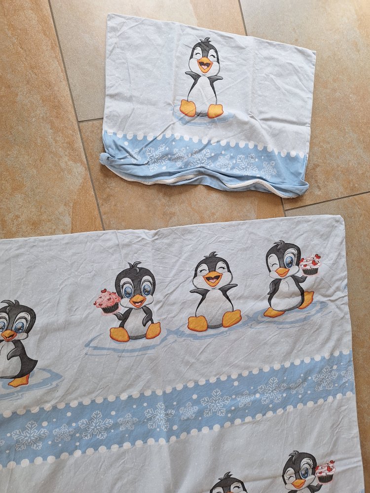 Kinderbettwäsche / Bettbezug für Decke und Kopfkissen Pinguin 