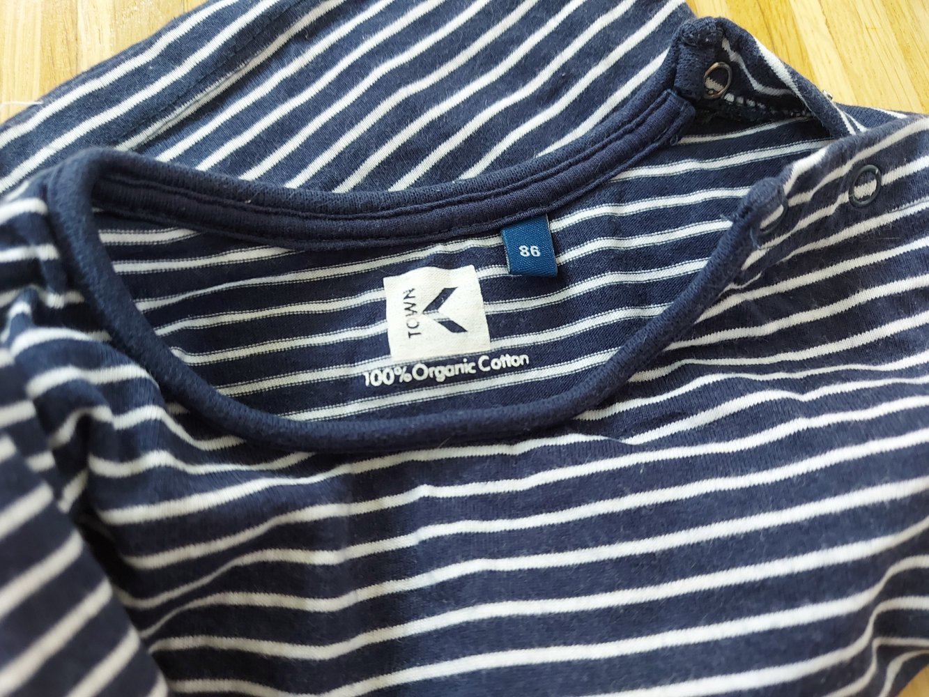 langärmliger blauweiß gestreifter Babypullover Gr. 86 Longsleeve / Shirt unisex / geschlechtsneutral