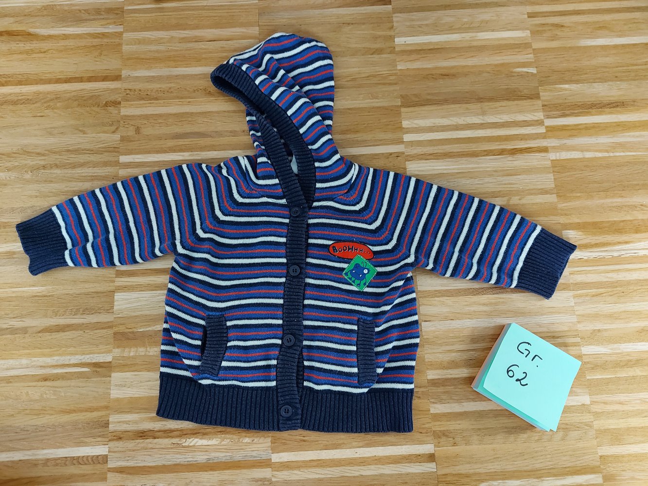 blau gestreifte Babystrickjacke Gr. 62