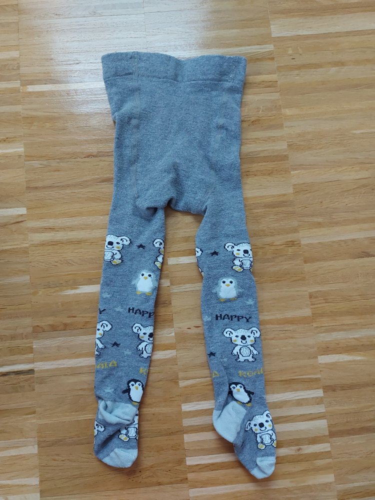 graue Babystrumpfhose mit Koalabären und Pinguinen, Gr. 80