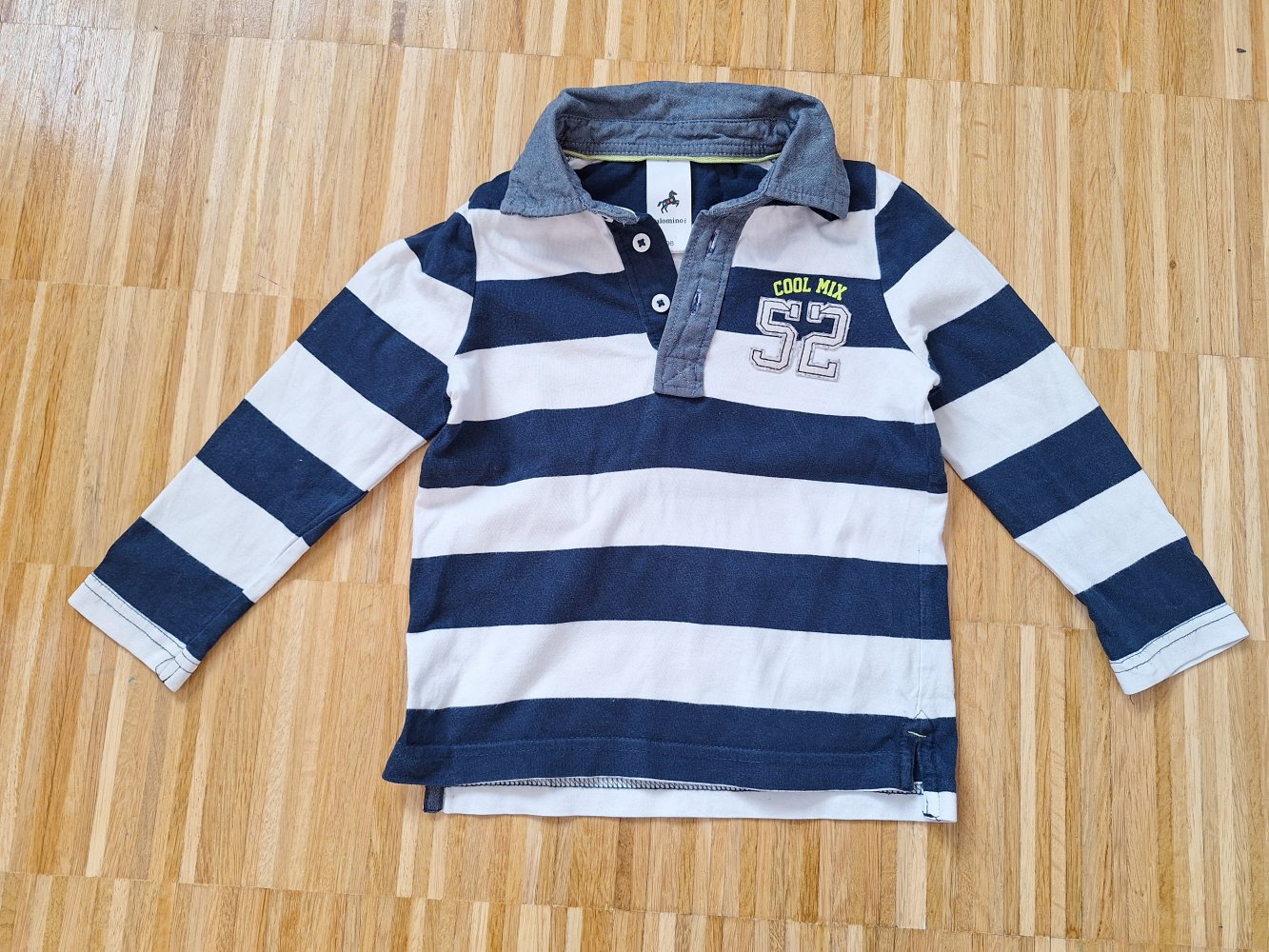 dunkelblau weiß gestreiftes Poloshirt / Polohemd Gr. 98