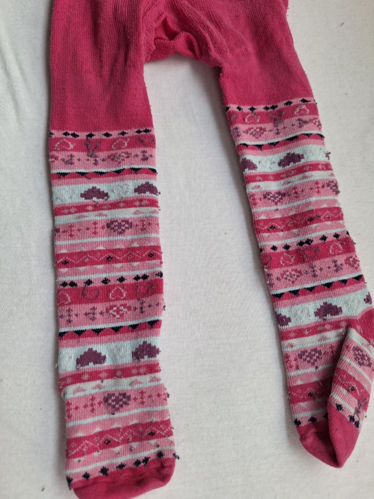 pinke Babystrumpfhose mit Mustern, Gr. 74/80