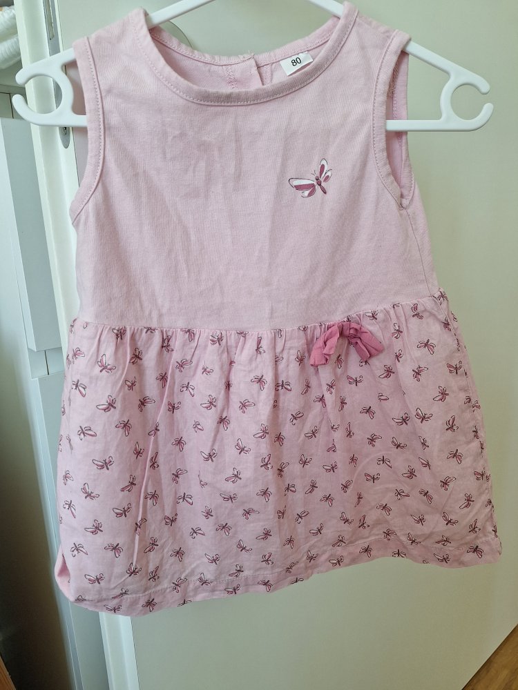Rosa Kleidchen mit Schmetterlingen/Libellen Gr. 80