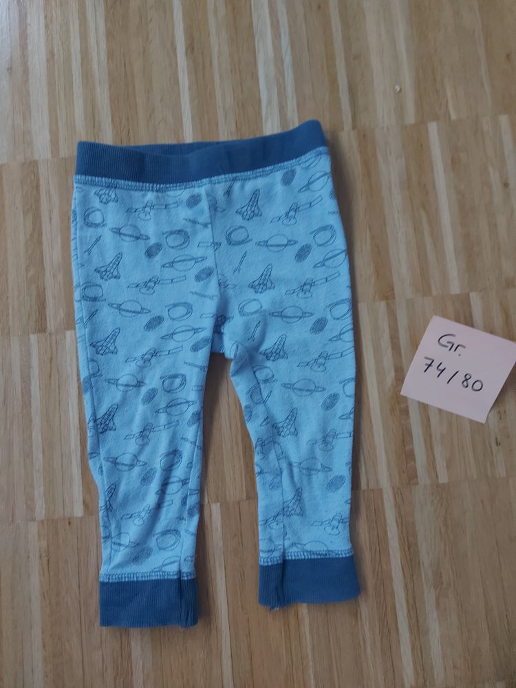 blaue Babyhose / Leggings mit Astronautenmuster, Gr. 74/80