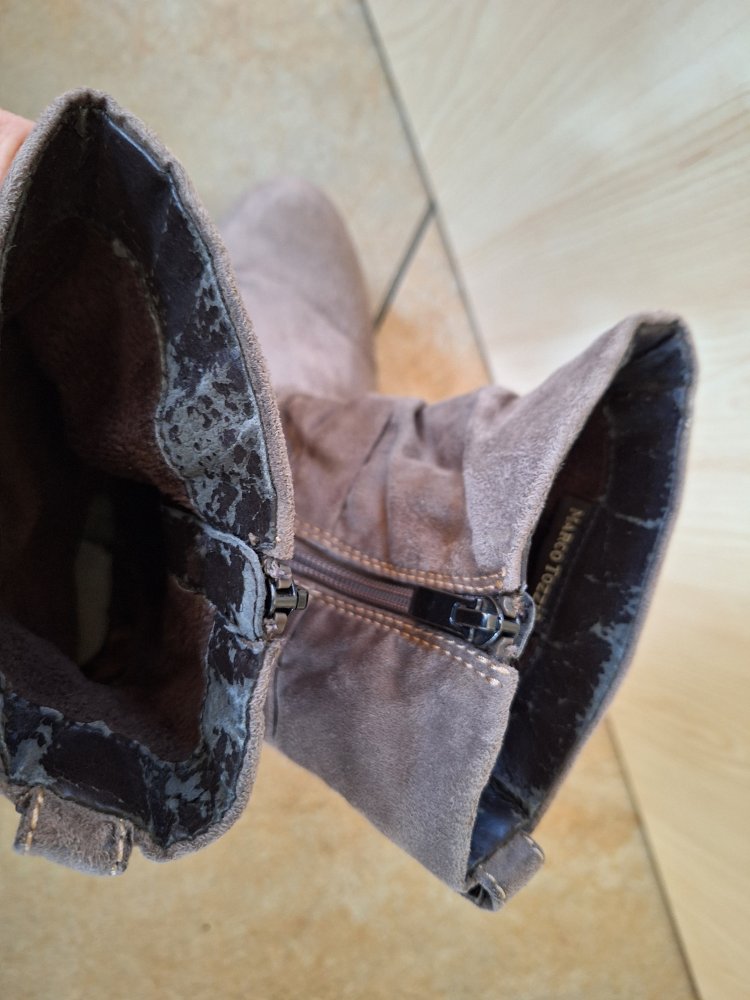 beige Stiefel mit Absatz, Gr. 37 / Stiefeletten
