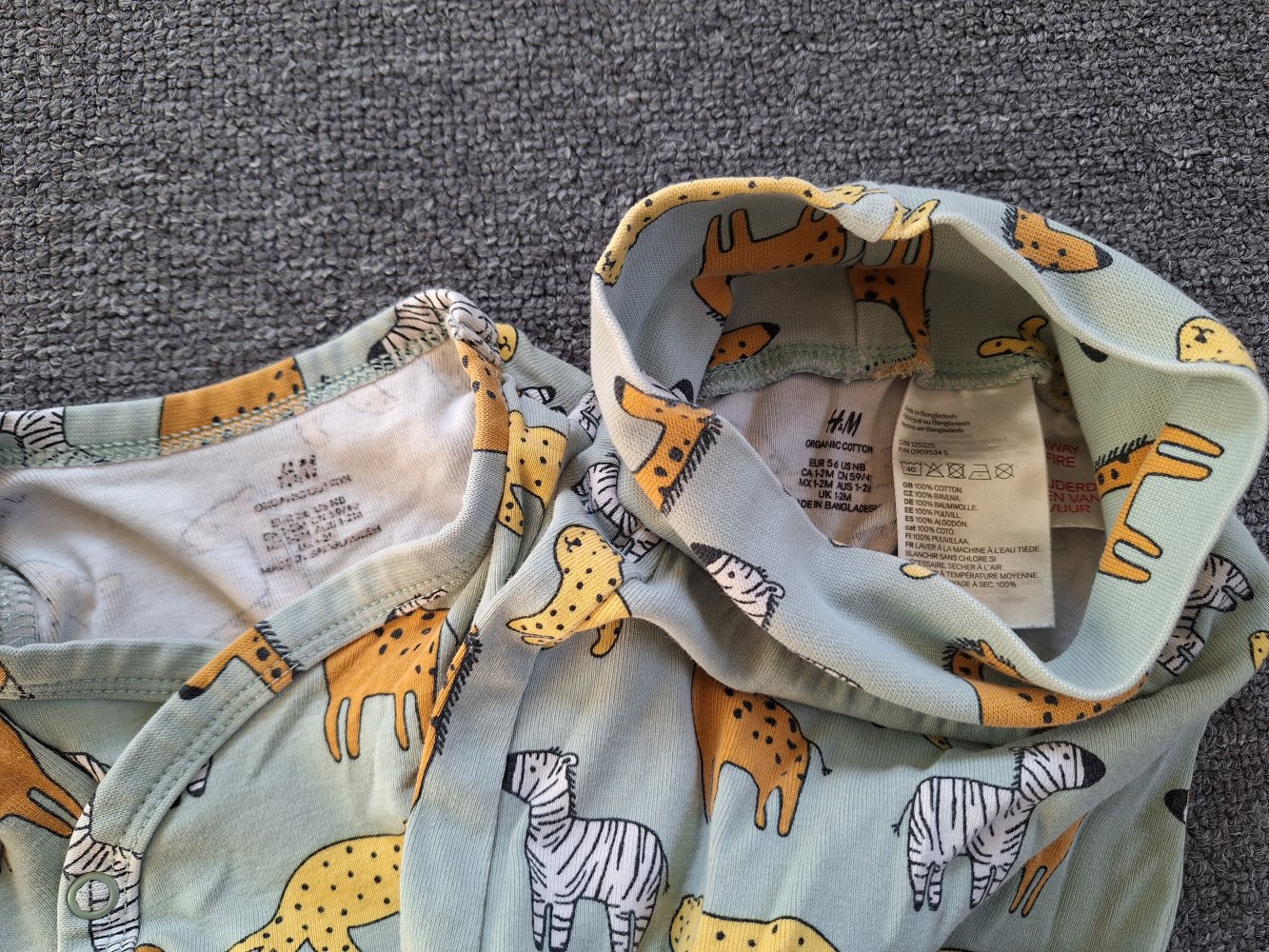 2 teiliges Set: Wickelbody und Hose mit Tieren, Gr. 56 unisex