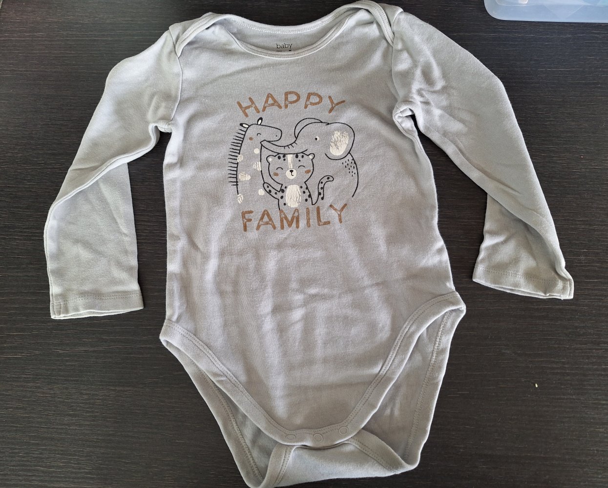 grauer Langarmbody happy family in Gr. 92