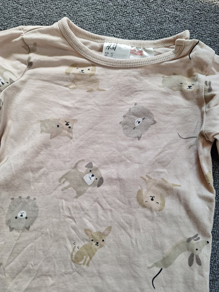 2-teiliger beiger Hunde-Schlafanzug, Gr. 92 unisex geschlechtsneutral