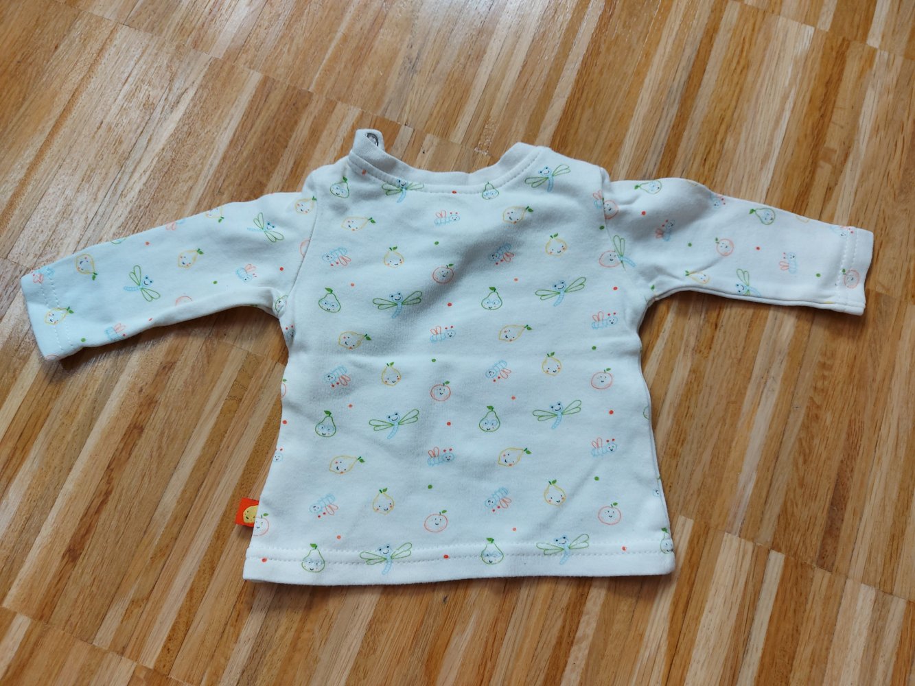 cremegelber Babypullover/Longsleeve mit niedlichen Obstmotiven, Gr. 50/56