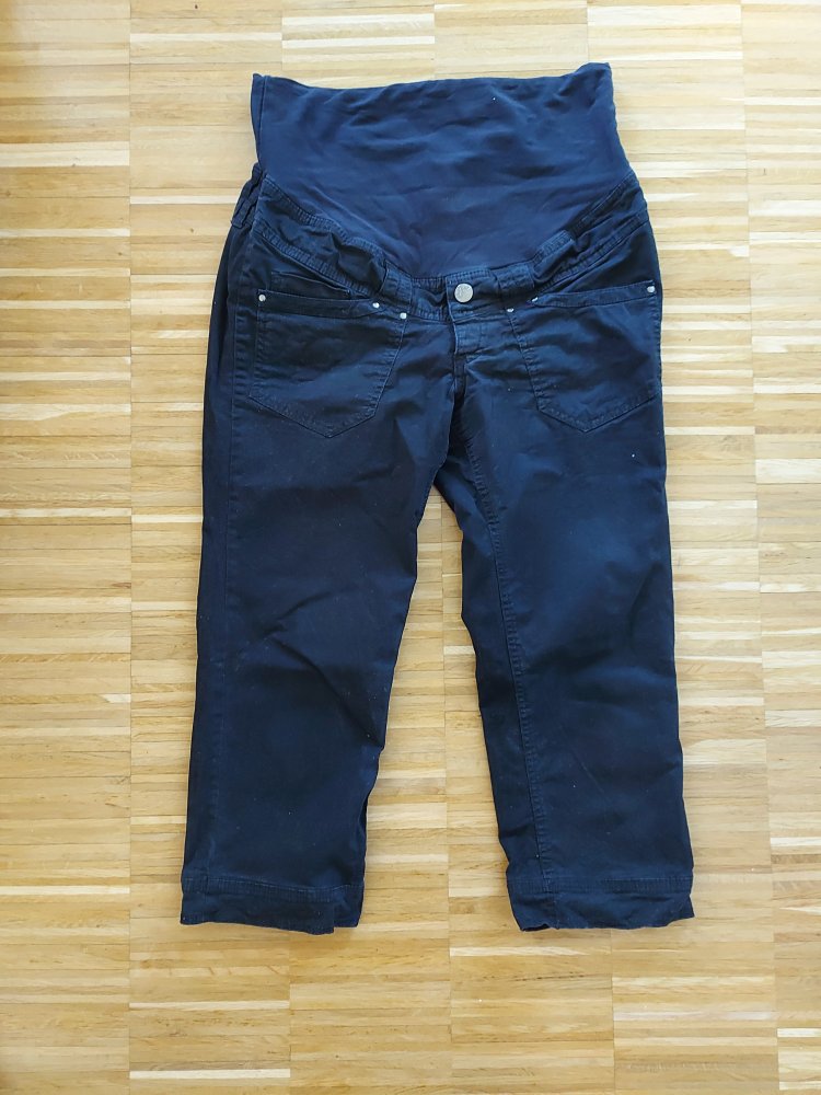schwarze Umstandscaprihose / Dreivierteljeans Gr. 40
