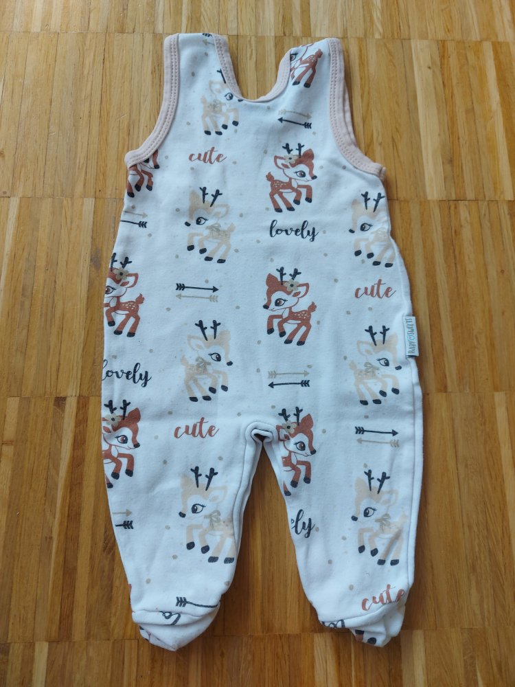 weißer Babystrampler mit süßen Rehmotiven, Gr. 62 lovely