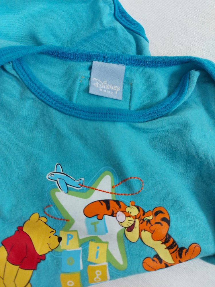 blauer Kurzarmbody mit süßem Winnie-Pooh-Print, Gr. 74/80