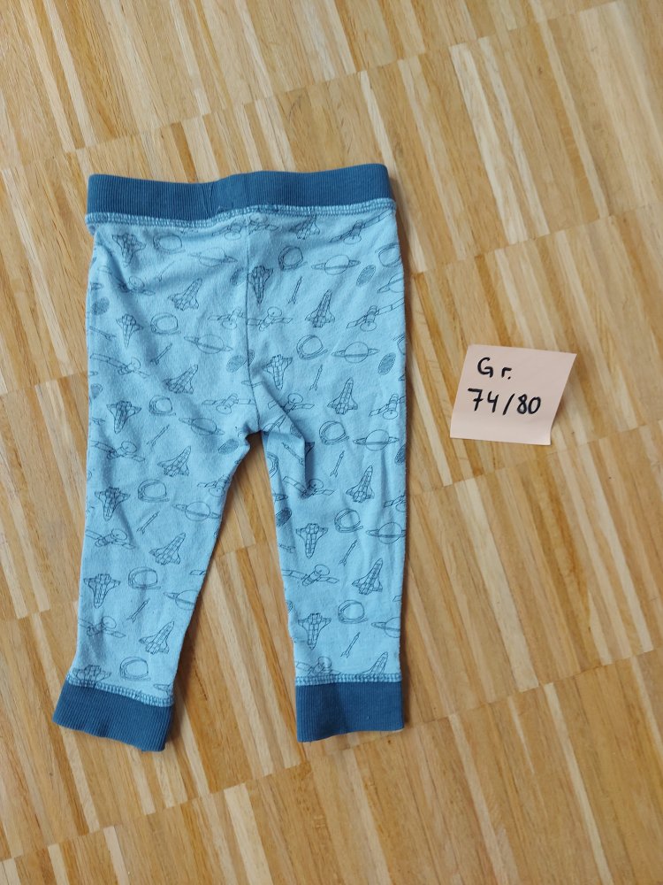blaue Babyhose / Leggings mit Astronautenmuster, Gr. 74/80