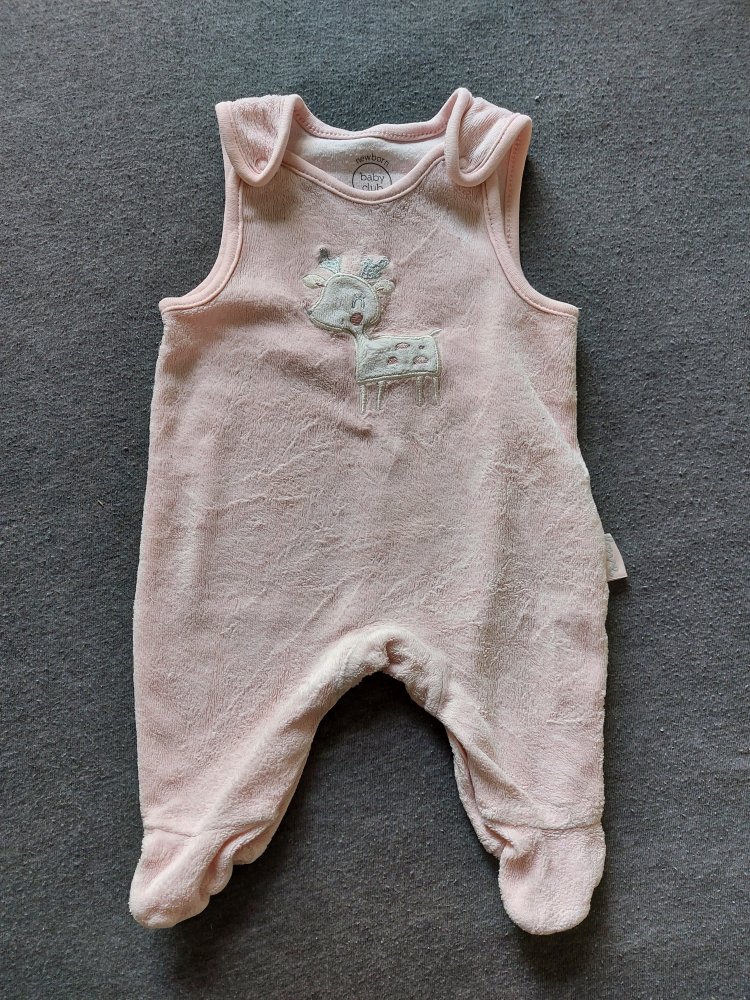 pinker Babystrampler mit Rehmotiv, Gr. 56