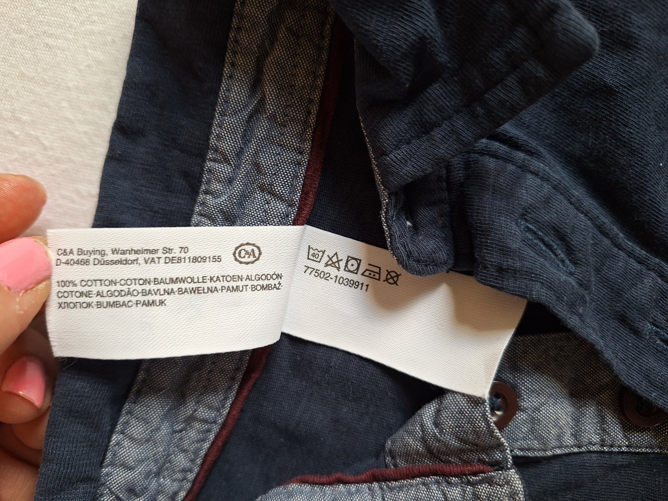 Marineblaues Langarm-Poloshirt mit A, Gr. 98