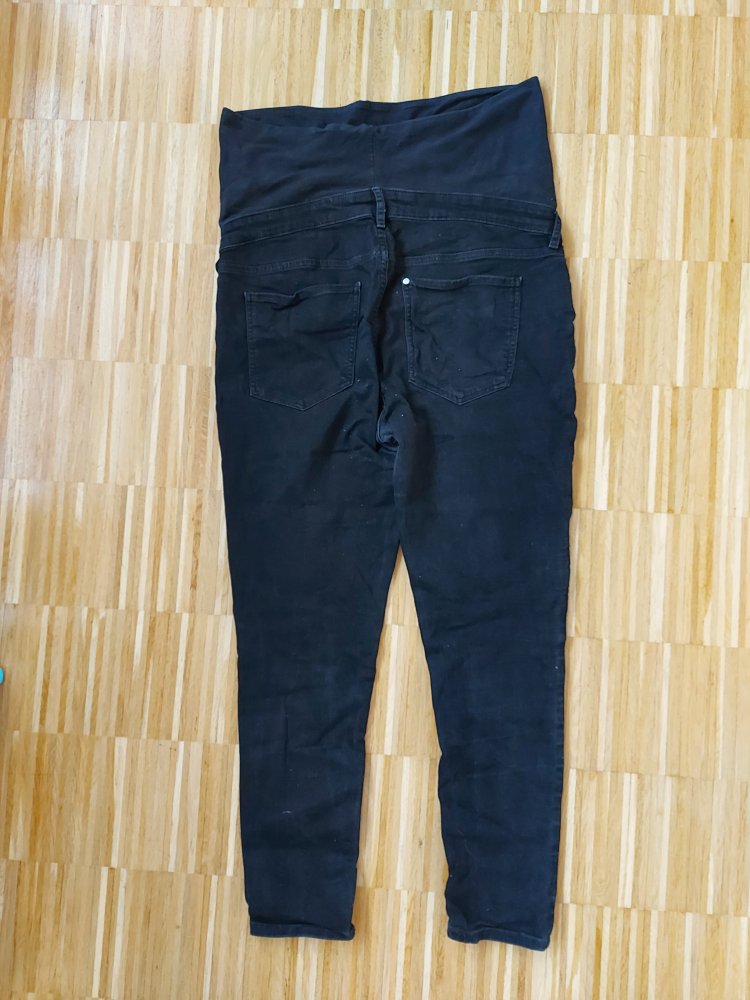 schwarze Umstandshose / Umstandsjeans Gr. L Skinny High Rib