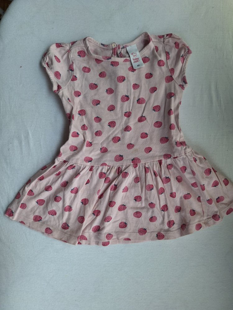 Super niedliches rosa Kleidchen mit Erdbeeren, Gr. 80