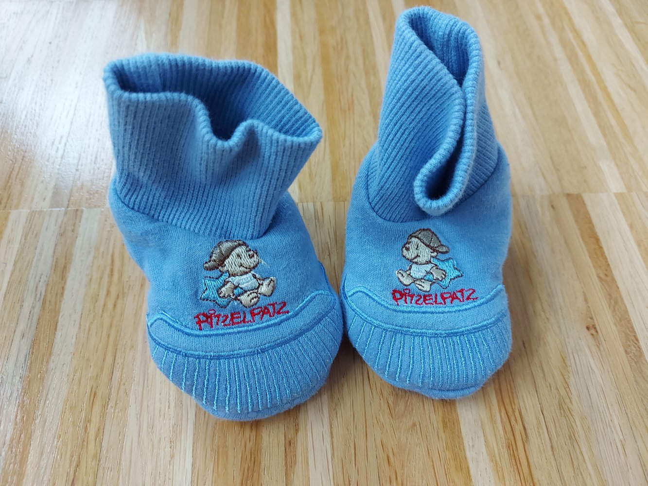 kuschelige blaue Pitzelpatz-Hausschuhe für Babys, Gr. 18/19