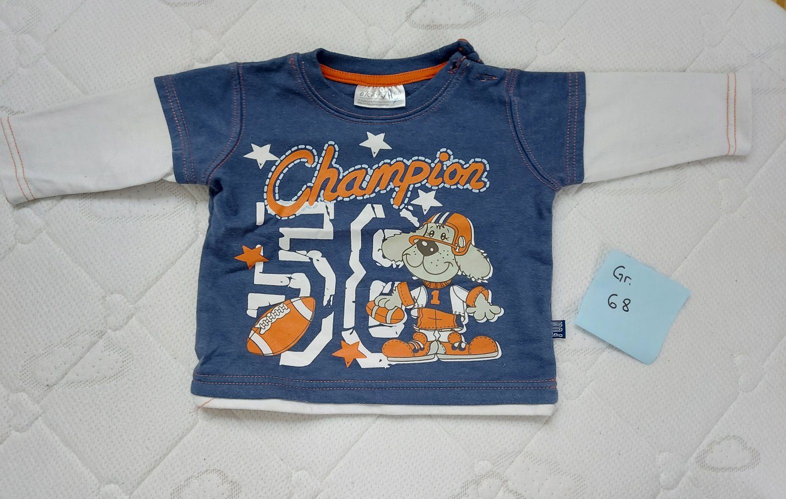 langärmliger blauer Babypullover Champion Gr. 68