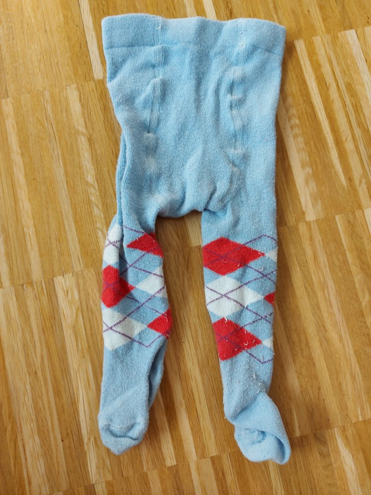 hellblaue rot karierte Babystrumpfhose Gr. 62/68