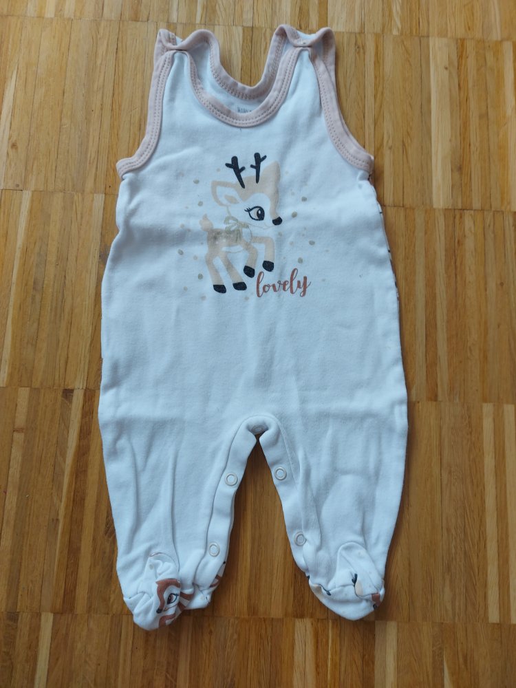 weißer Babystrampler mit süßen Rehmotiven, Gr. 62 lovely