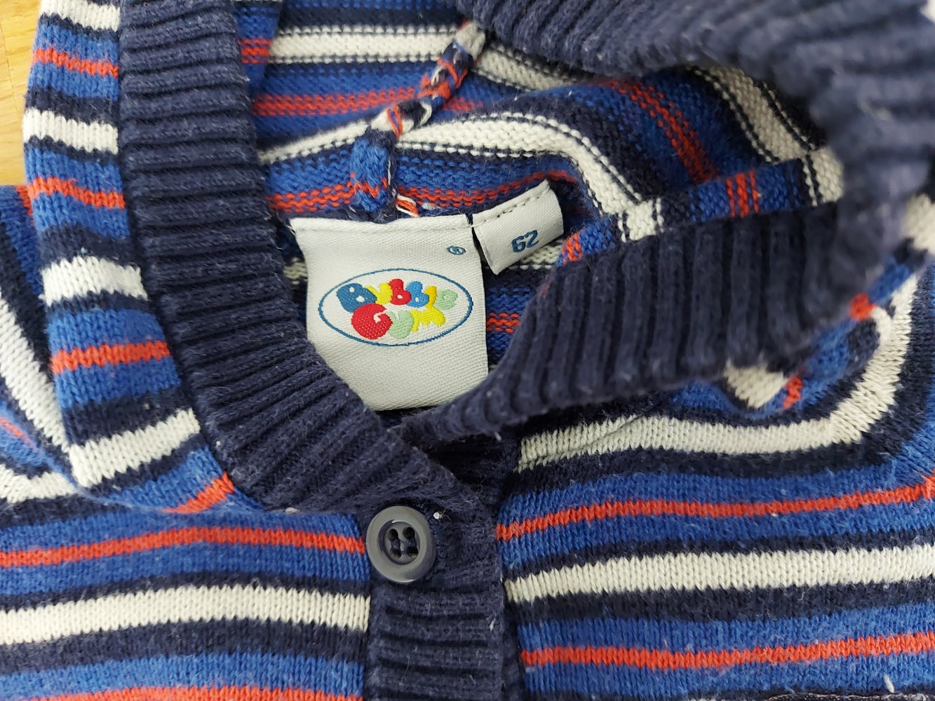 blau gestreifte Babystrickjacke Gr. 62