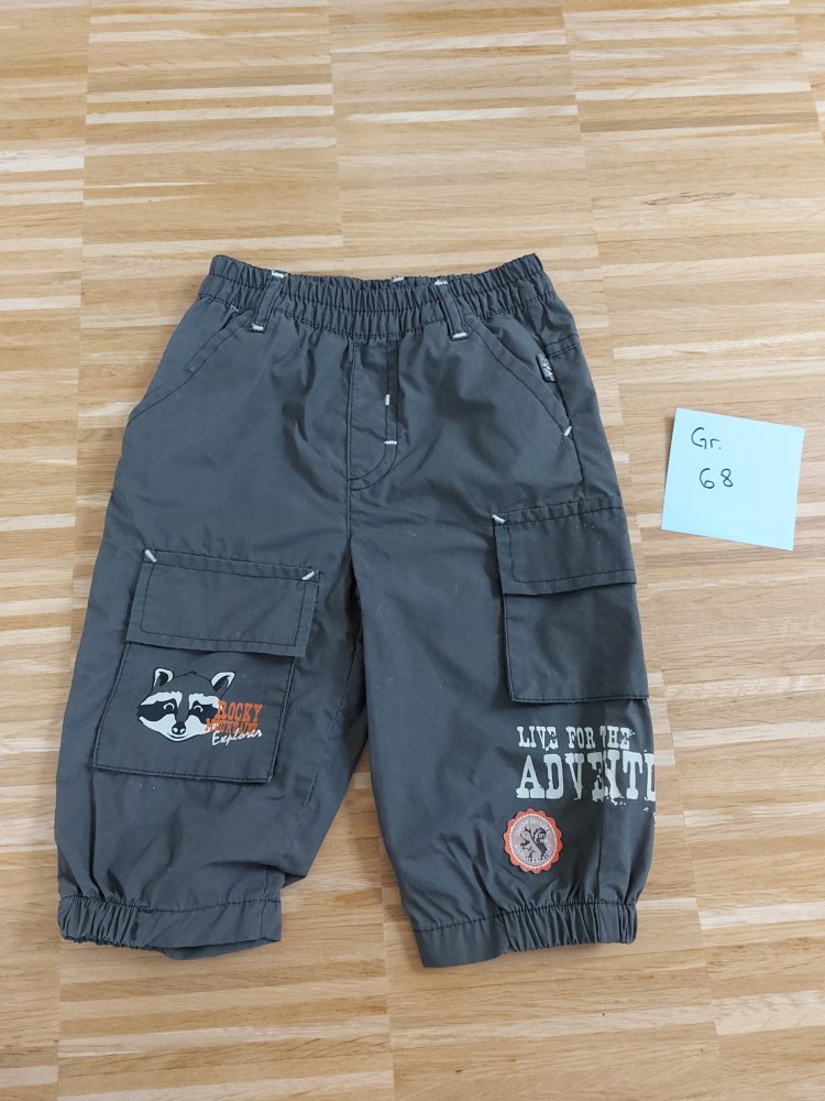 graue (anthrazitfarbene) Babyhose im Cargo-Style, Gr. 68 (4-6 Monate)