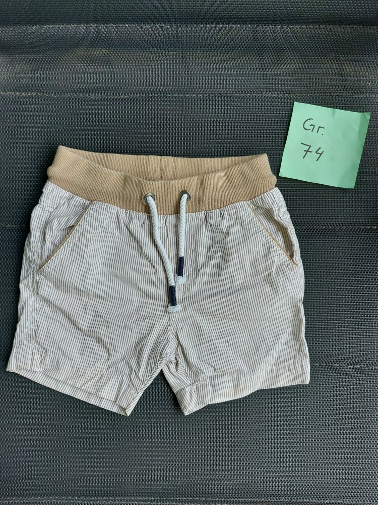 kurze beige-gestreifte Babyhose, Gr. 74