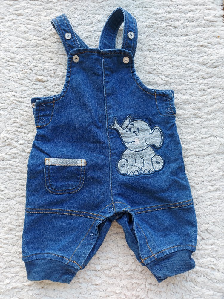 dunkelblaue Latzhose mit Elefant Gr. 62