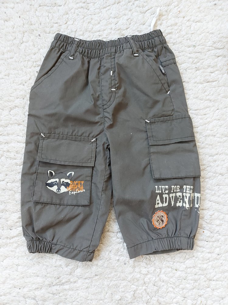 graue (anthrazitfarbene) Babyhose im Cargo-Style, Gr. 68 (4-6 Monate)