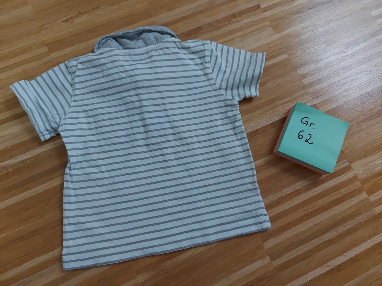 weiß gestreiftes Poloshirt / Polohemd mit Zebra Gr. 62