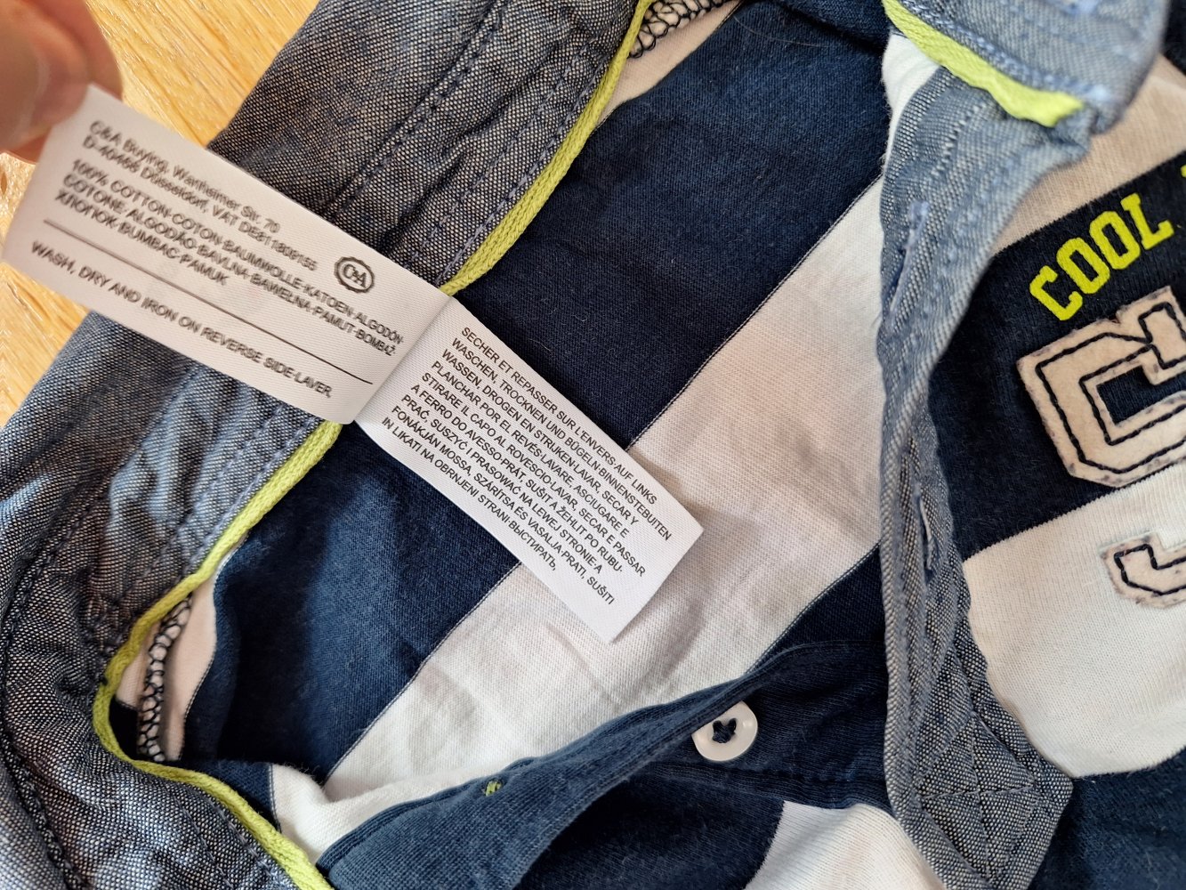 dunkelblau weiß gestreiftes Poloshirt / Polohemd Gr. 98