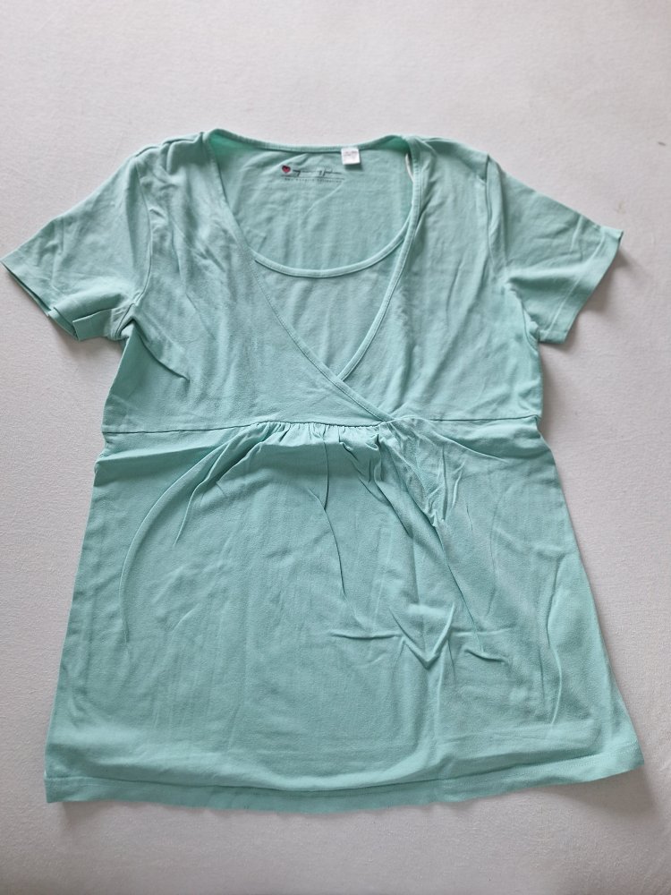 türkises (mentholblaues) praktisches und komfortables Umstands- und Stillshirt Gr. 40/42