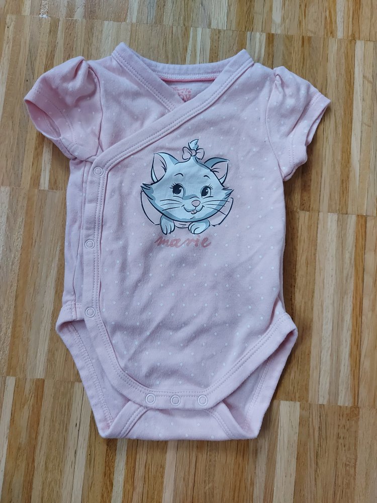 rosa Kurzarm-Wickelbody mit Aristocats-Marie, Gr. 62