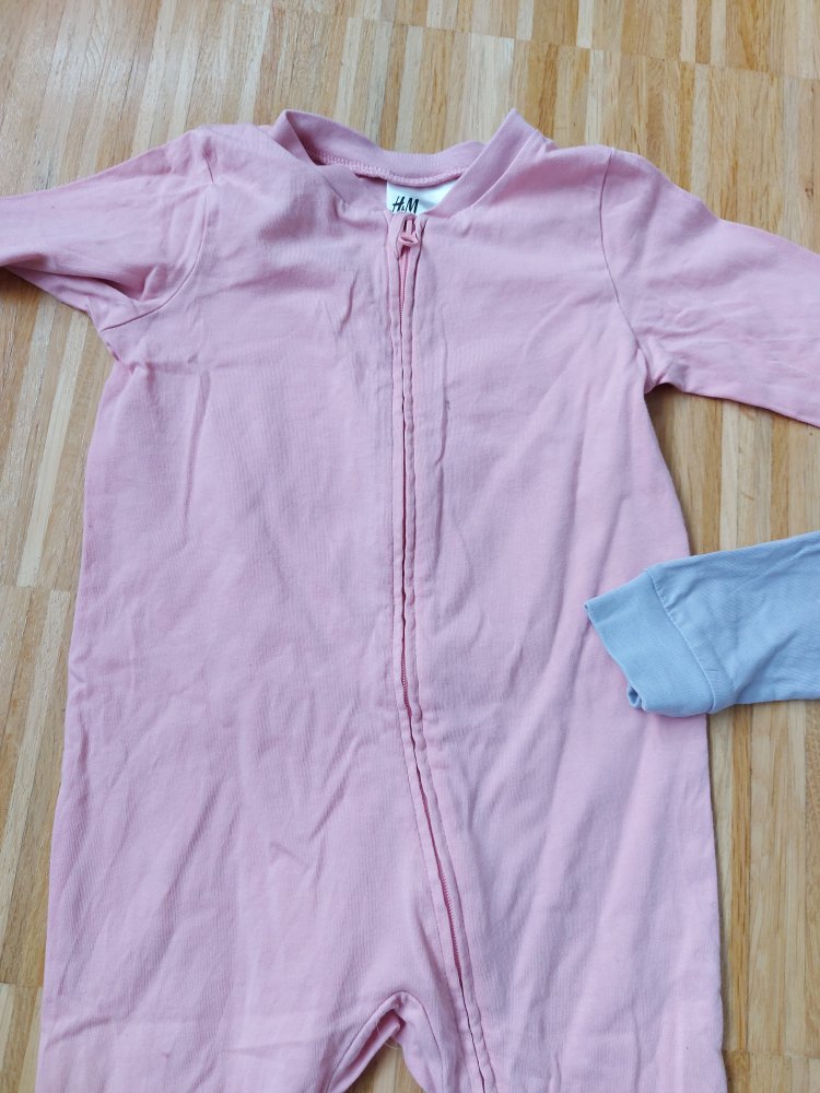 2er-Pack langer Schlafanzug mit Zipper, Gr. 74 rosa und flieder/lila